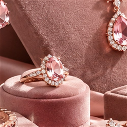 Aurora halo pink crystal ring