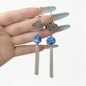 Indigo Fabric Tassel Earring Collection