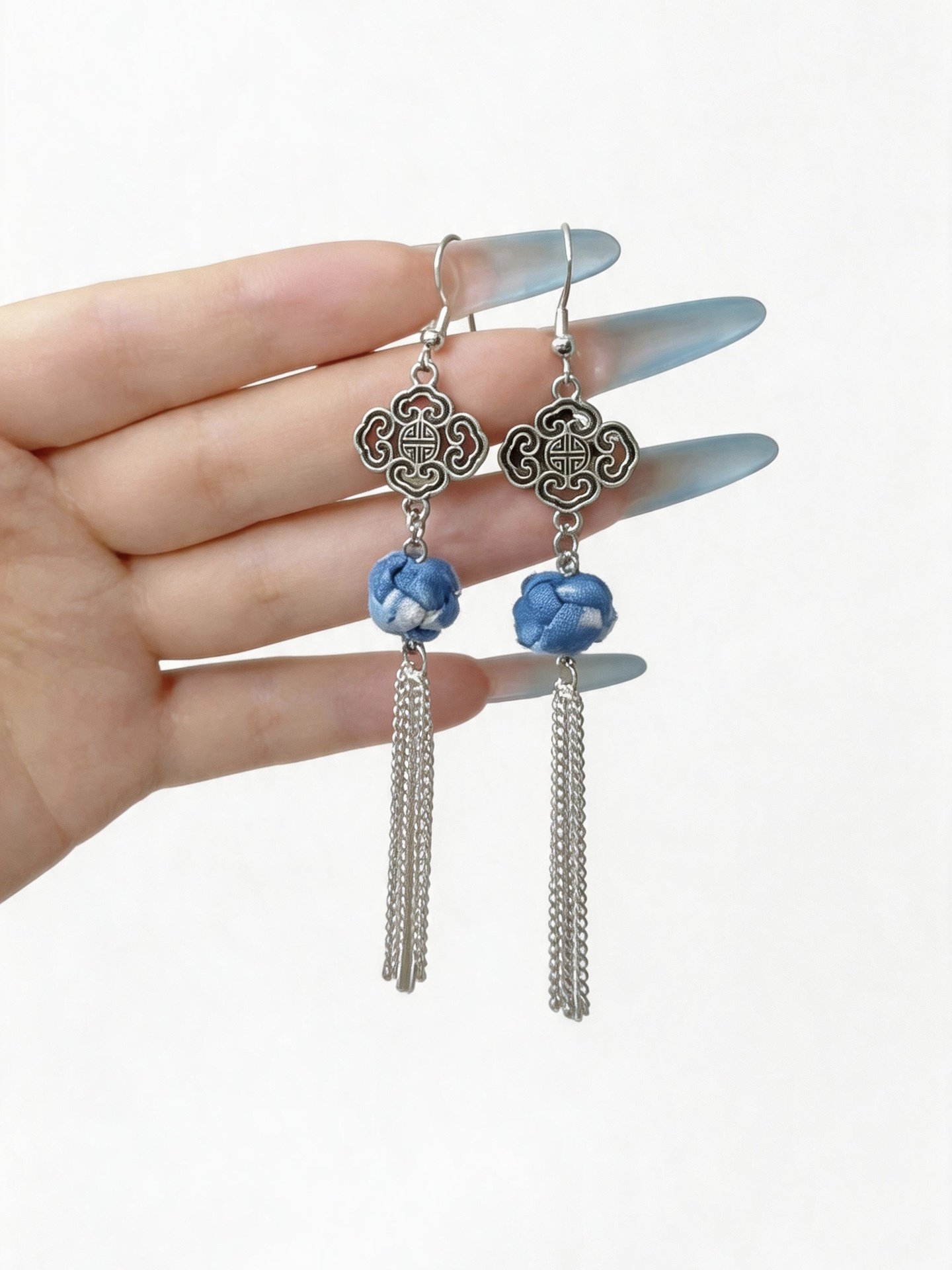 Indigo Fabric Tassel Earring Collection