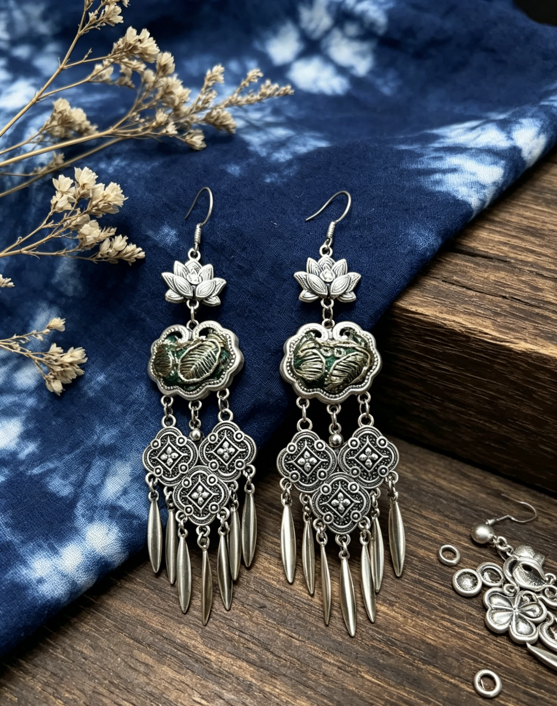 Lotus Ruyi Tassel Earrings - Image 7